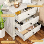 Karl Home Tables de chevet 3 tiroirs en aggloméré blanc 63 cm l.