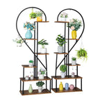 Karl Home Support à plantes en fer et bois en forme de demi-cœur à 6 étages, support pour pot de fleurs