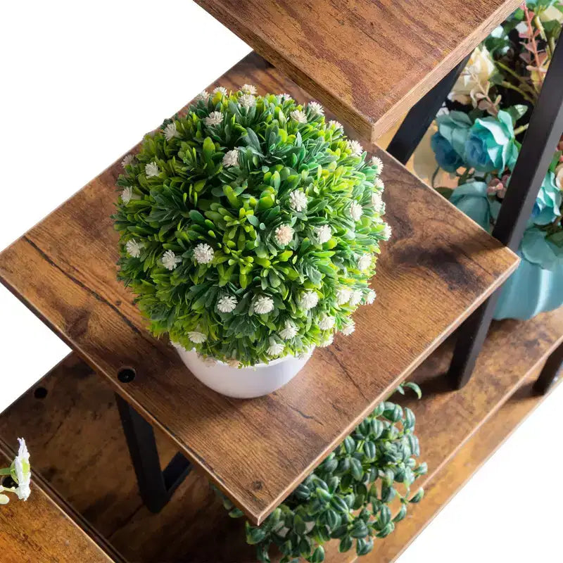 Karl Home Support à plantes en fer et bois en forme de demi-cœur à 6 étages, support pour pot de fleurs