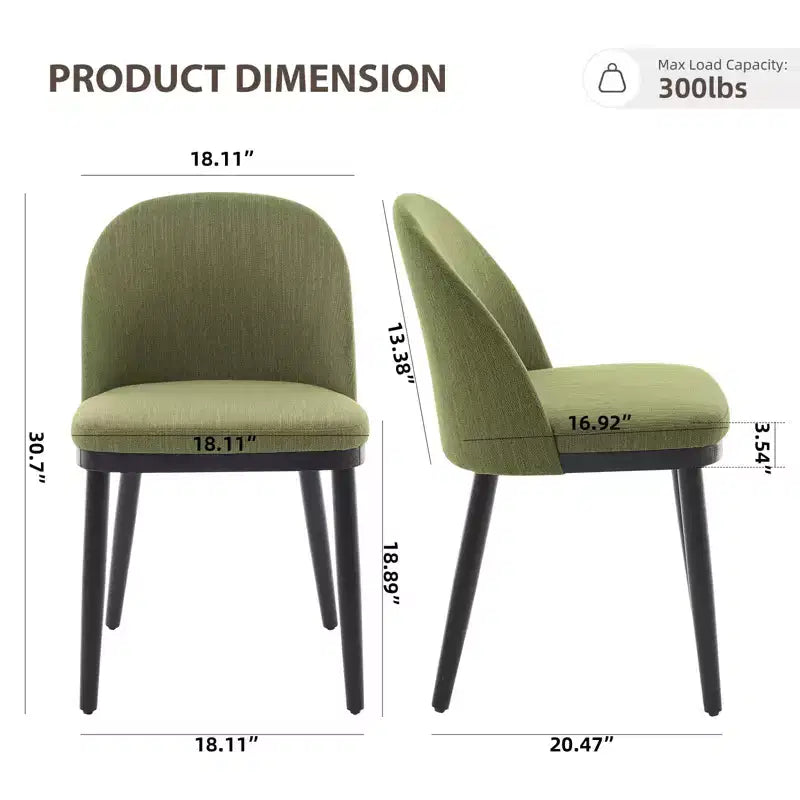 Ensemble de 6 chaises de salle à manger du milieu du siècle, chaises de cuisine rembourrées en lin avec coussins épais et dossier incurvé, chaise d'appoint à cadre en bois