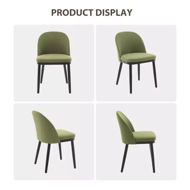 Ensemble de 6 chaises de salle à manger du milieu du siècle, chaises de cuisine rembourrées en lin avec coussins épais et dossier incurvé, chaise d'appoint à cadre en bois