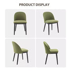 Ensemble de 6 chaises de salle à manger du milieu du siècle, chaises de cuisine rembourrées en lin avec coussins épais et dossier incurvé, chaise d'appoint à cadre en bois