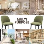 Ensemble de 6 chaises de salle à manger du milieu du siècle, chaises de cuisine rembourrées en lin avec coussins épais et dossier incurvé, chaise d'appoint à cadre en bois