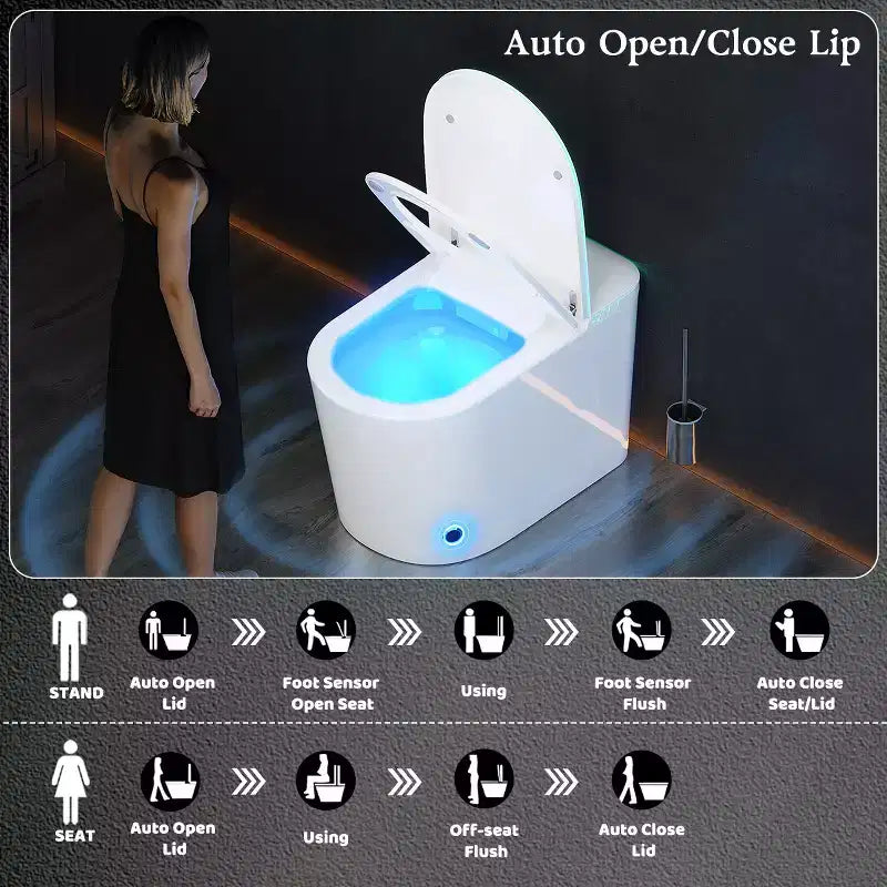 Toilettes intelligentes Dyonery, ouverture automatique du couvercle, bidet intégré, séchage à air chaud, stérilisation UV