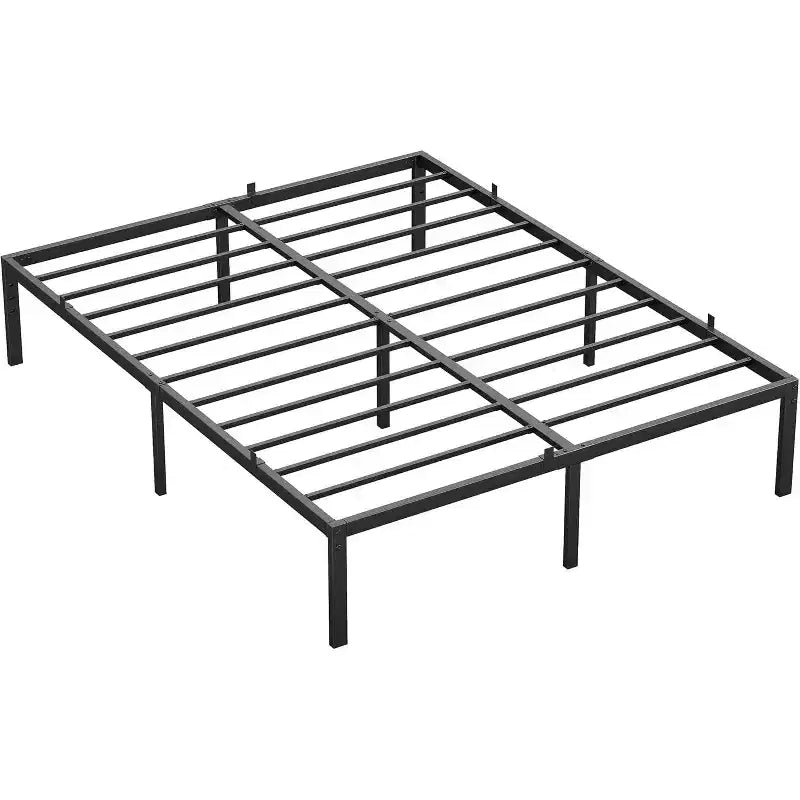 Cadre de lit en métal de 6 pouces avec rangement sous le lit, support de matelas robuste, montage facile, aucun sommier tapissier requis