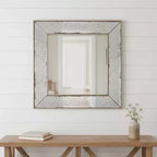 Miroir d'appoint HomeRoots 18, carré, à cadre métallique brun et verre vieilli