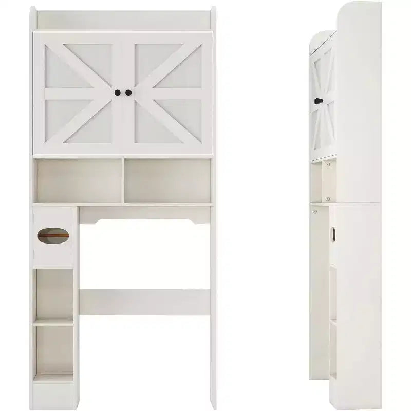 Meuble de rangement Dyonery au-dessus des toilettes, organisateur de salle de bain de style ferme peu encombrant avec porte-rouleau de papier toilette et étagère réglable