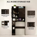 Meuble de rangement Dyonery au-dessus des toilettes, organisateur de salle de bain de style ferme peu encombrant avec porte-rouleau de papier toilette et étagère réglable