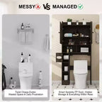Meuble de rangement Dyonery au-dessus des toilettes, organisateur de salle de bain de style ferme peu encombrant avec porte-rouleau de papier toilette et étagère réglable