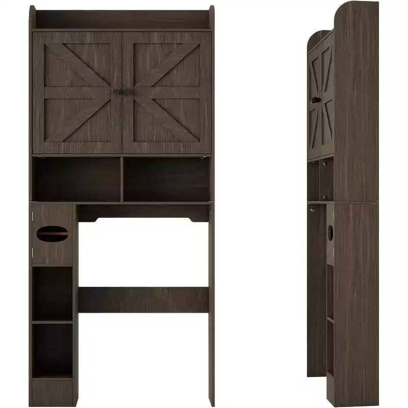 Meuble de rangement Dyonery au-dessus des toilettes, organisateur de salle de bain de style ferme peu encombrant avec porte-rouleau de papier toilette et étagère réglable