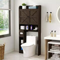 Dyonery Over The Toilet Storage Cabinet, Farmhouse Bathroom Space-Saving Organizer with Toilet Paper Holder & Adjustable Shelf