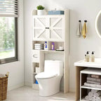 Meuble de rangement Dyonery au-dessus des toilettes, organisateur de salle de bain de style ferme peu encombrant avec porte-rouleau de papier toilette et étagère réglable