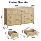 Acekool Commode 54 tiroirs effet rotin – Rangement texturé pour chambre à coucher, salon, entrée