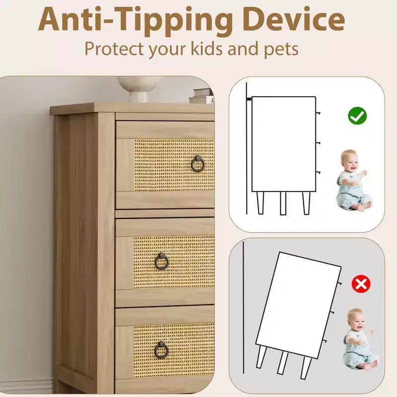 Acekool Commode 54 tiroirs effet rotin – Rangement texturé pour chambre à coucher, salon, entrée
