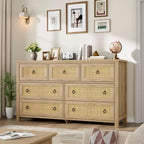 Acekool Commode 54 tiroirs effet rotin – Rangement texturé pour chambre à coucher, salon, entrée