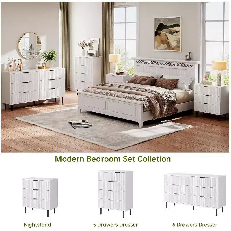 Commode Acekool texturée à 3 tiroirs de 71 cm de large – Rangement compact avec pieds en métal pour chambre à coucher, couloir, petits espaces, blanc