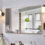 PexFix 36 x 24 Miroir Cadre en Alliage d'Aluminium pour Salle de Bain Mural Rectangulaire Miroir de Courtoisie pour Salle de Bain au-dessus de l'Évier Chambre Entrée Salon en Or