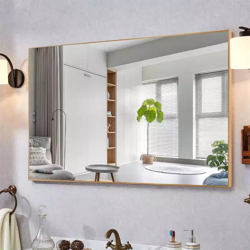 PexFix 36 x 24 Miroir Cadre en Alliage d'Aluminium pour Salle de Bain Mural Rectangulaire Miroir de Courtoisie pour Salle de Bain au-dessus de l'Évier Chambre Entrée Salon en Or