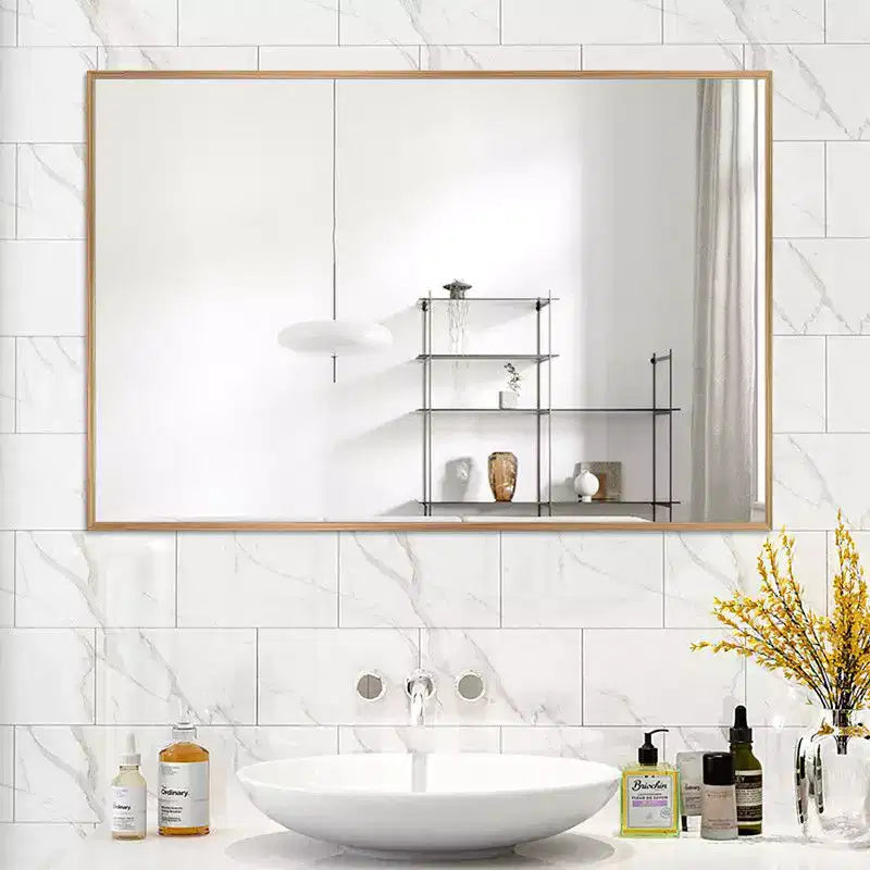 PexFix 36 x 24 Miroir Cadre en Alliage d'Aluminium pour Salle de Bain Mural Rectangulaire Miroir de Courtoisie pour Salle de Bain au-dessus de l'Évier Chambre Entrée Salon en Or