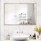 PexFix 36 x 24 Miroir Cadre en Alliage d'Aluminium pour Salle de Bain Mural Rectangulaire Miroir de Courtoisie pour Salle de Bain au-dessus de l'Évier Chambre Entrée Salon en Or