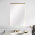 PexFix 36 x 24 Miroir Cadre en Alliage d'Aluminium pour Salle de Bain Mural Rectangulaire Miroir de Courtoisie pour Salle de Bain au-dessus de l'Évier Chambre Entrée Salon en Or