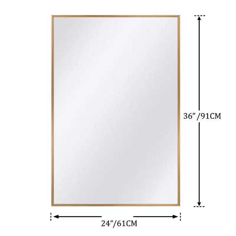 PexFix 36 x 24 Miroir Cadre en Alliage d'Aluminium pour Salle de Bain Mural Rectangulaire Miroir de Courtoisie pour Salle de Bain au-dessus de l'Évier Chambre Entrée Salon en Or