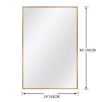 PexFix 36 x 24 Miroir Cadre en Alliage d'Aluminium pour Salle de Bain Mural Rectangulaire Miroir de Courtoisie pour Salle de Bain au-dessus de l'Évier Chambre Entrée Salon en Or