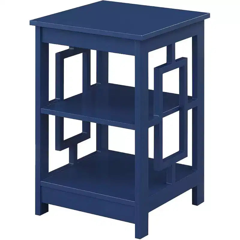 HomeStock Belmont – Table d'appoint carrée avec deux étagères et cadre ouvert, table d'appoint de style transitionnel pour le rangement du salon