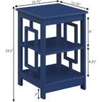 HomeStock Belmont – Table d'appoint carrée avec deux étagères et cadre ouvert, table d'appoint de style transitionnel pour le rangement du salon