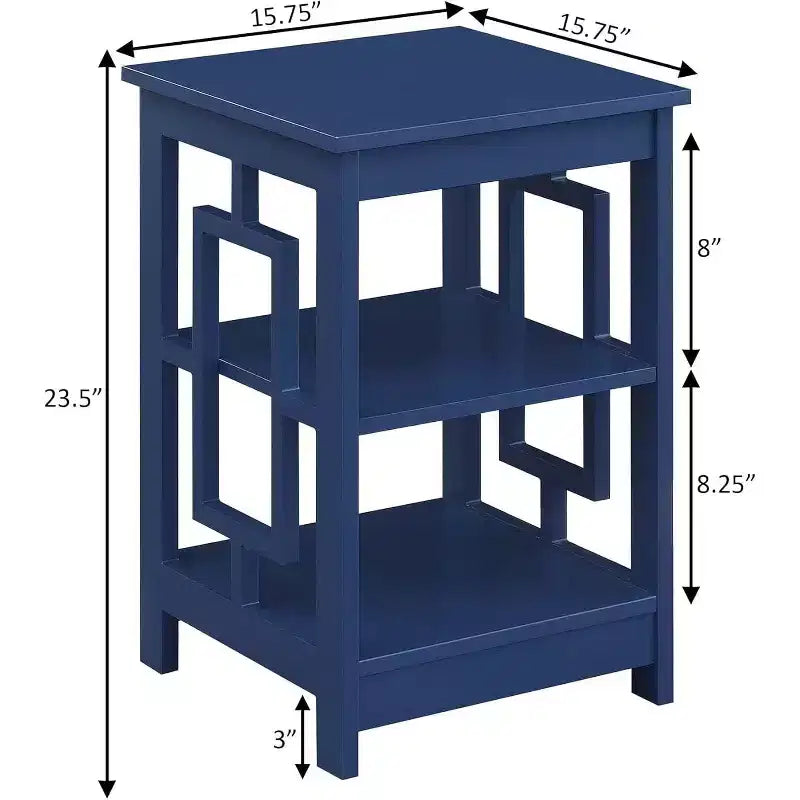 HomeStock Belmont – Table d'appoint carrée avec deux étagères et cadre ouvert, table d'appoint de style transitionnel pour le rangement du salon