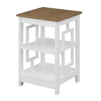 HomeStock Belmont Square End Table with Large Surface and Two Shelves, Symmetrical Open Side Design, MDF Accent Table for Modern Homes
