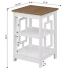 Table d'appoint carrée HomeStock Belmont avec grande surface et deux étagères, conception latérale ouverte symétrique, table d'appoint en MDF pour maisons modernes