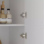 Famapy Buffet de Cuisine de Ferme Blanc avec Portes Arc et Verre, Garde-Manger Grande Capacité, Meuble de Rangement de Cuisine Multi-Tiroirs, Vitrine