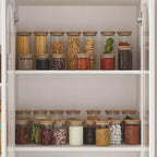 Famapy Buffet de Cuisine de Ferme Blanc avec Portes Arc et Verre, Garde-Manger Grande Capacité, Meuble de Rangement de Cuisine Multi-Tiroirs, Vitrine