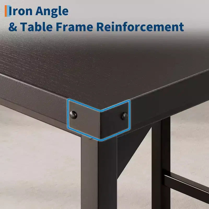 Ensemble de salle à manger Acekool 5 pièces hauteur comptoir avec repose-pieds et protection d'angle, 4 tabourets rembourrés avec dossier, peu encombrant, marron rustique