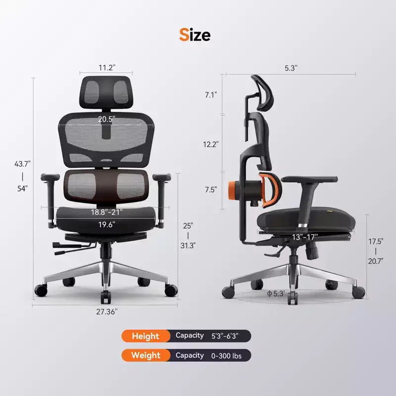 Chaise de bureau ergonomique Newtral avec repose-pieds - Fauteuil inclinable avec accoudoirs 4D - NT002+LAPD-BLACK