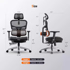 Chaise de bureau ergonomique Newtral avec repose-pieds - Fauteuil inclinable avec accoudoirs 4D - NT002+LAPD-BLACK