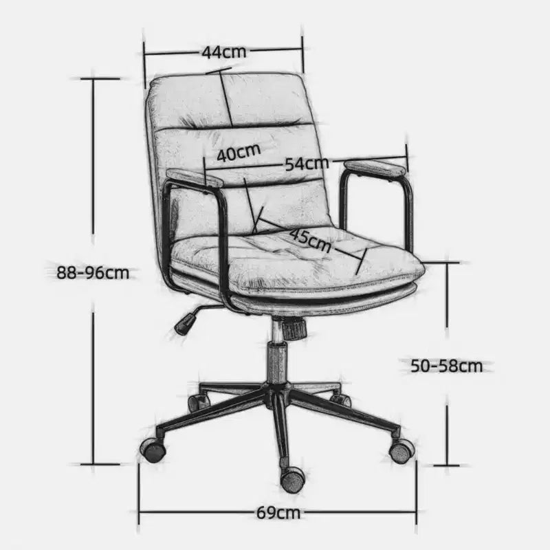 Okak Fauteuil de Bureau Mi-Dossier, Chaise de Bureau avec Accoudoirs Rembourrés et Roulettes, Chaise d'Ordinateur pour Bureau, Salle de Jeu, Étude