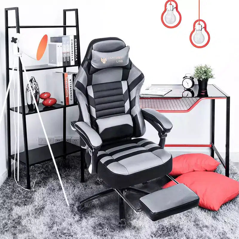 Chaise de jeu Okak à dossier haut, chaise de bureau ergonomique avec repose-pieds pliable, chaise confortable réglable en hauteur pour l'étude, la salle de jeu