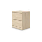 Table de chevet moderne minimaliste 2 tiroirs Signature Design by Ashley Onita, finition en bois brun naturel avec design sans poignées