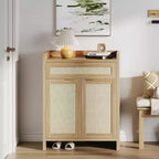 Ensemble de meuble à chaussures COZONY en rotin avec étagères réglables, organisateur de rangement d'entrée de style ferme avec tiroir, meuble en bois de style bohème