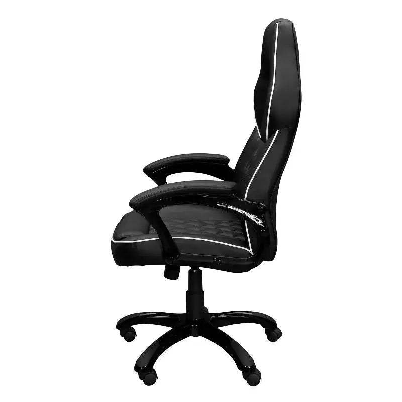 Fauteuil de jeu à dossier haut Okak avec siège et dossier rembourrés, chaise de bureau de direction avec base et roulettes en métal, chaise de bureau pour l'étude, la salle de lecture, noir