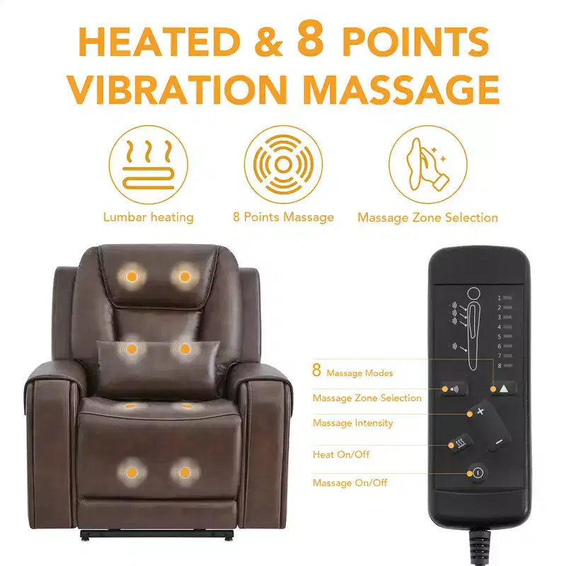 Fauteuil inclinable électrique releveur Spruce & Spring avec chauffage et massage pour personnes âgées