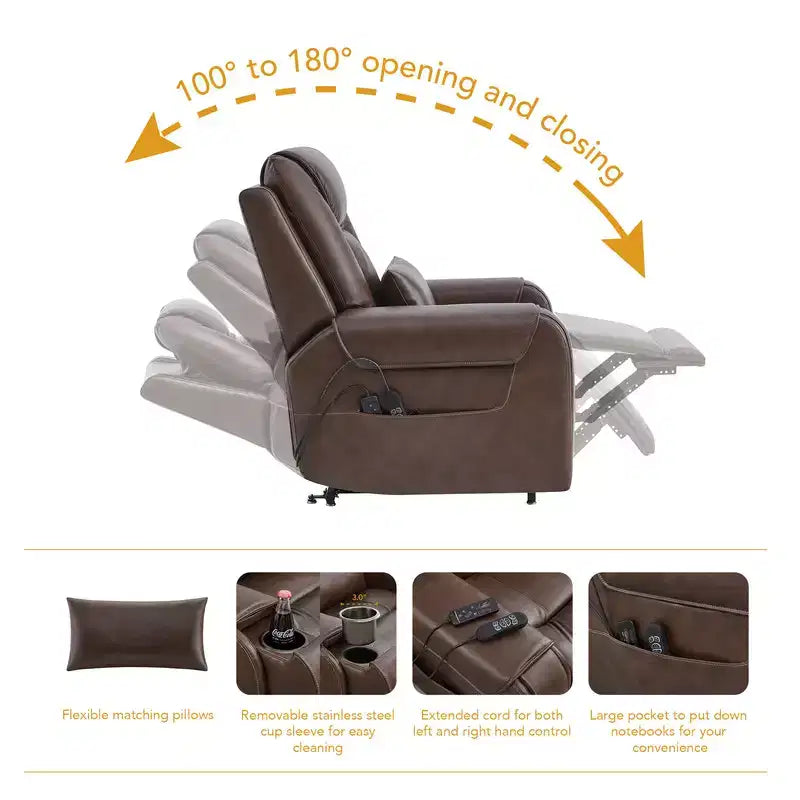 Fauteuil inclinable électrique releveur Spruce & Spring avec chauffage et massage pour personnes âgées