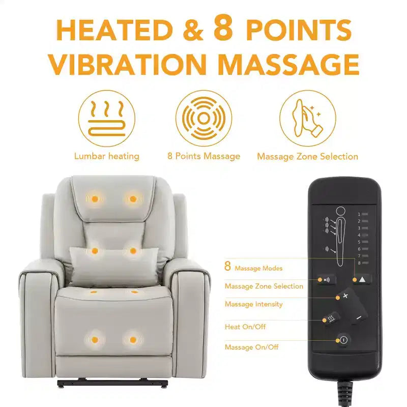 Fauteuil inclinable électrique releveur Spruce & Spring avec chauffage et massage pour personnes âgées