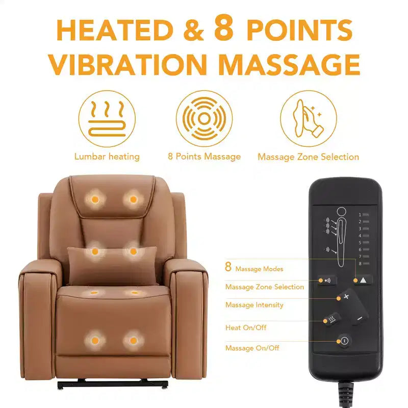 Fauteuil inclinable électrique releveur Spruce & Spring avec chauffage et massage pour personnes âgées