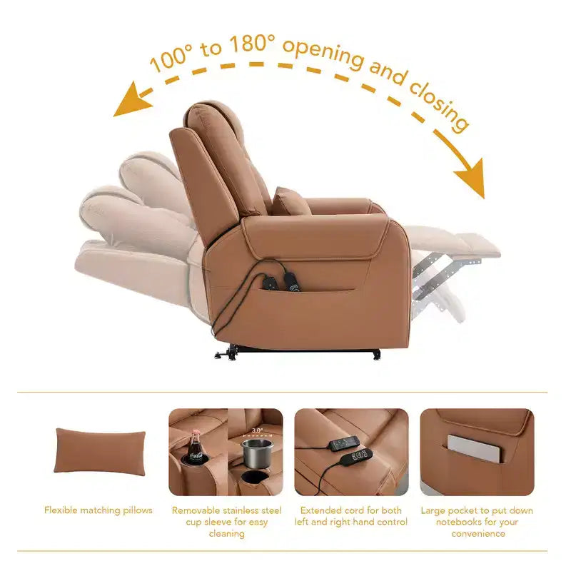 Fauteuil inclinable électrique releveur Spruce & Spring avec chauffage et massage pour personnes âgées
