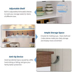 Meuble de rangement pour café style ferme - 183 cm de haut avec lumières LED, portes/tiroir, étagères réglables, grand espace de rangement pour cuisine/salle à manger