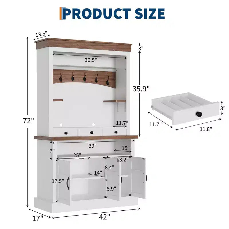 Meuble de rangement pour café style ferme - 183 cm de haut avec lumières LED, portes/tiroir, étagères réglables, grand espace de rangement pour cuisine/salle à manger