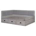 Bellemave Full Size L-Shaped Daybed with Storage, Upholstered Backrest, 3 Drawers & Shelves, Sofa Bed for Living Room or Bedroom, Grey